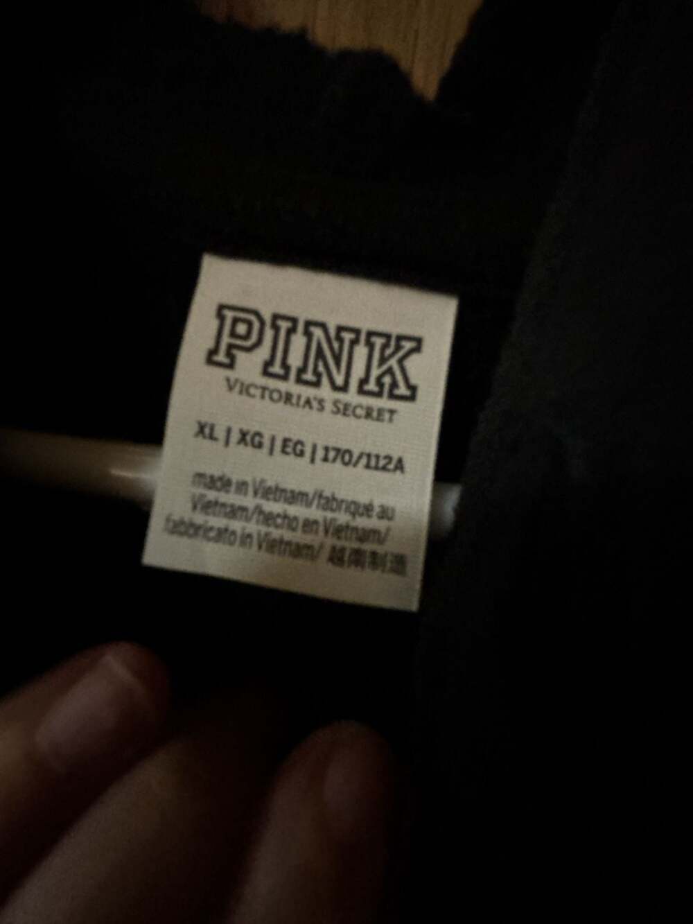 Victoria's Secret PINK Black Full Zip Hoodie with White Logo Size XL - Picture 2 of 3